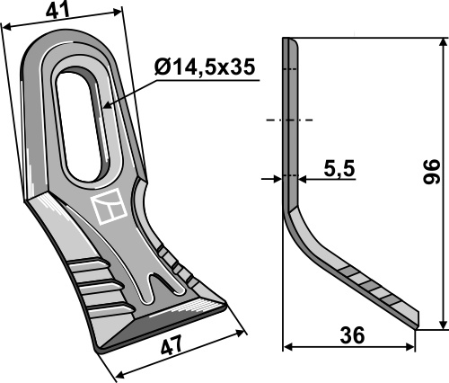Y-Messer 96x41 mm, passend für S.M.A.