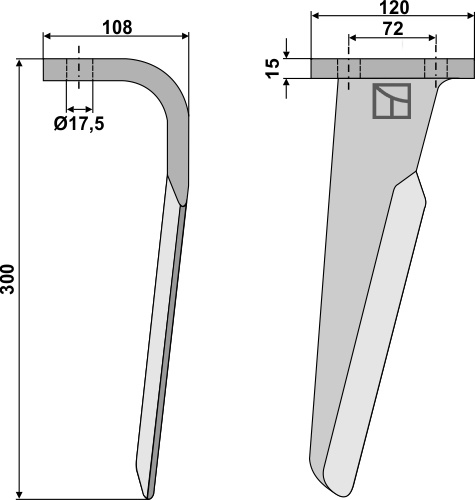 Kreiseleggenzinken rechts 300 mm x 120 mm, passend für Celli