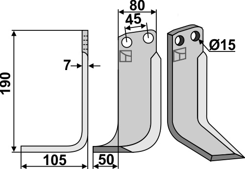 Fräsmesser 190x80mm, links, passend für Eberhardt