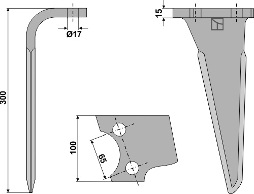 Kreiseleggenzinken, links 300 mm x 100 mm, passend für Frandent und Perugini