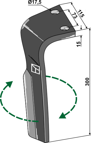 Kreiseleggenzinken, rechts 300 mm x 115 mm, passend für Lemken