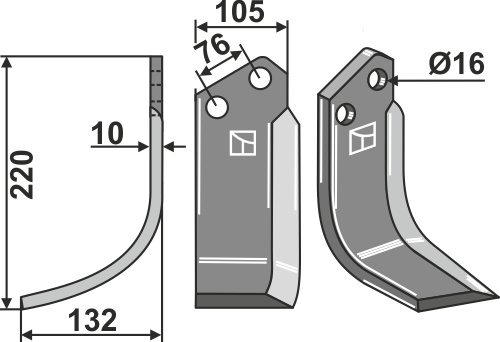 Fräsmesser 220x105mm, links, passend für Kuhn