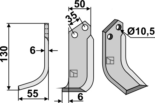 Fräsmesser 130x50mm, links, passend für Breviglieri/Breviagri