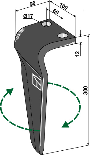 Kreiseleggenzinken rechts 300 mm x 100 mm, passend für Breviglieri