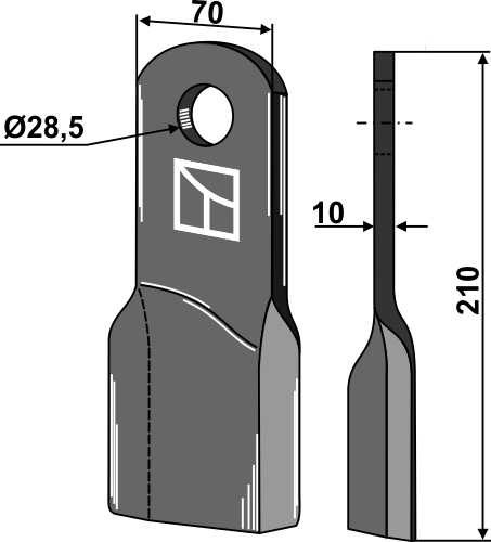 Gedrehtes Messer 210x70 mm, passend für Fischer