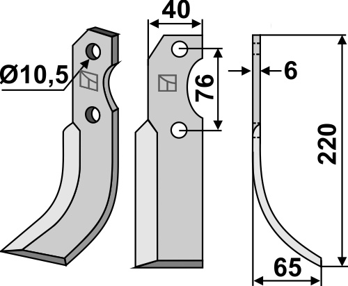 Fräsmesser 220x40mm, rechts, passend für Barbieri