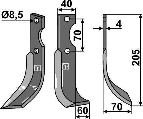 Fräsmesser 205x40mm, rechts, passend für Honda