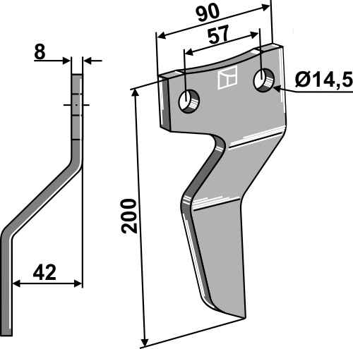 Rotorzinken 200x90mm, links, passend für Maschio/Gaspardo