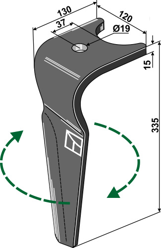 Kreiseleggenzinken rechts 335 mm x 120 mm, passend für Amazone