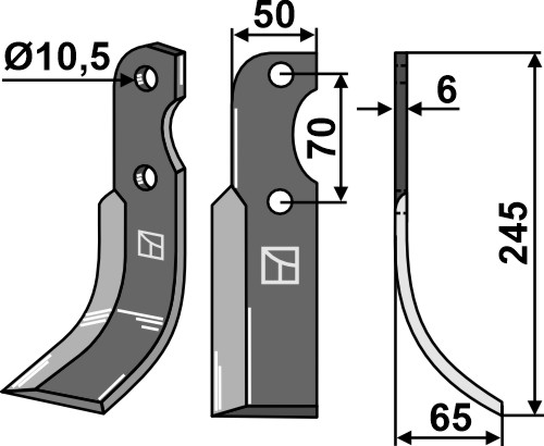 Fräsmesser 245x50mm, rechts, passend für Brumital-Agris