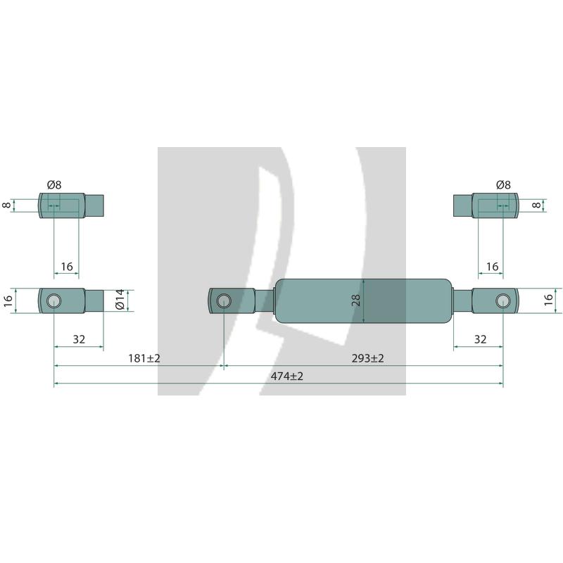 Stabilus Gasdruckdämpfer 474 mm für Wirtgen
