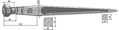 Zinken für Frontlader 820 mm, passend für Schäffer, Kverneland und mehr