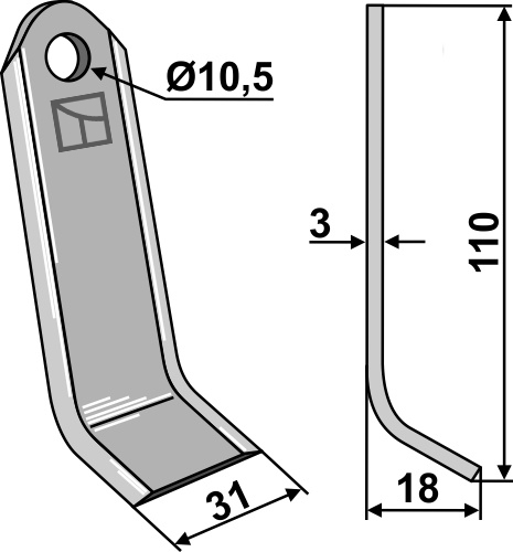Y-Messer 110x31 mm, passend für Bomford