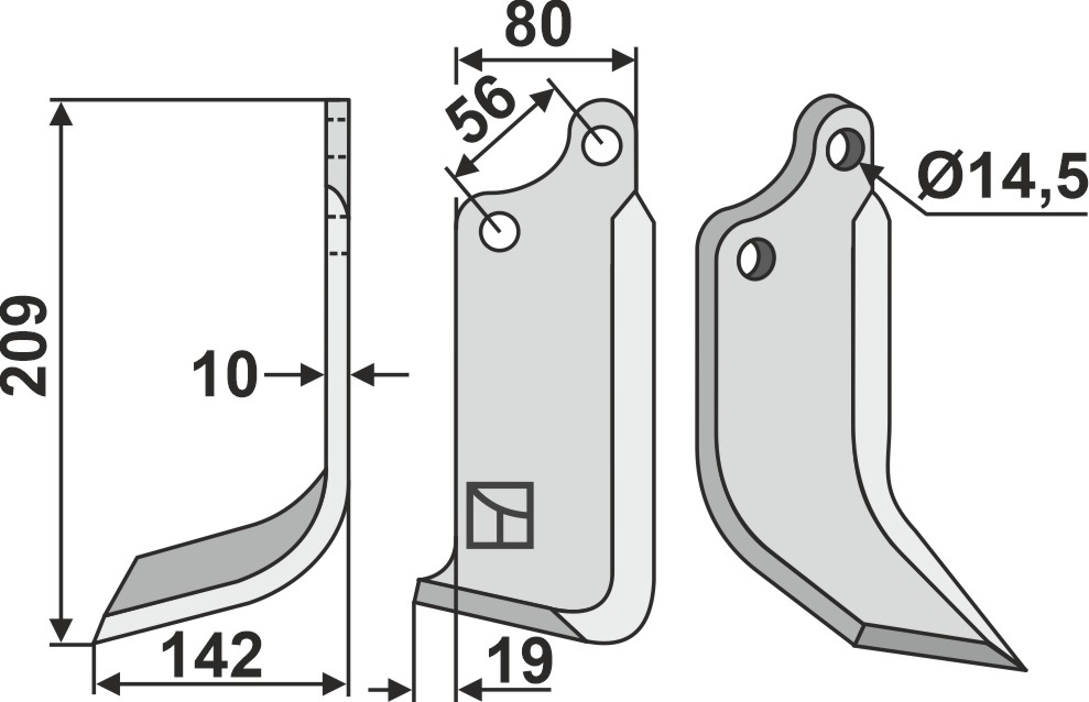 Fräsmesser 209x80mm, links, passend für Maschio/Gaspardo