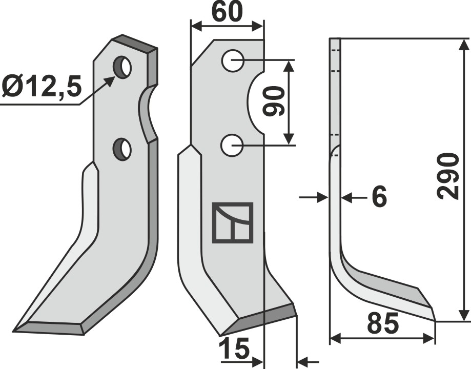 Fräsmesser 290x60mm, rechts, passend für Pegoraro