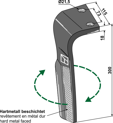 Kreiseleggenzinken, rechts 300 mm x 115 mm, passend für Lemken