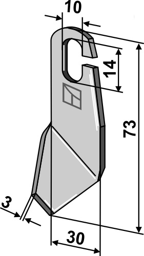 Flügelmesser 73x30 mm - rechte Ausführung, passend für Amazone