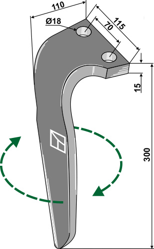 Kreiseleggenzinken rechts 300 mm x 115 mm, passend für Falc