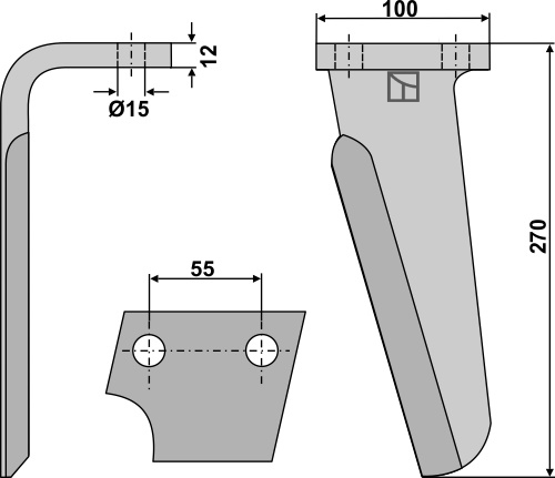 Kreiseleggenzinken, links 270 mm x 100 mm, passend für Perugini