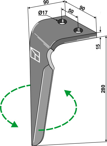 Kreiseleggenzinken links 280 mm x 90 mm, passend für Sicma