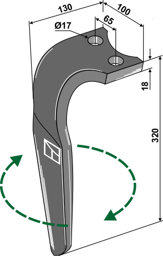 Kreiseleggenzinken, rechts 320 mm x 100 mm, passend für Rabe