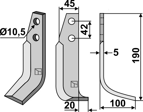 Fräsmesser 190x45mm, rechts, passend für Goldoni