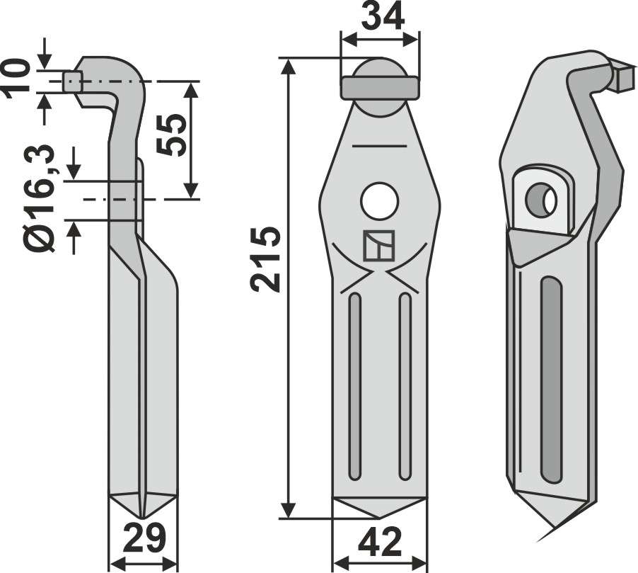 Rotorzinken 215x42mm, passend für Pegoraro