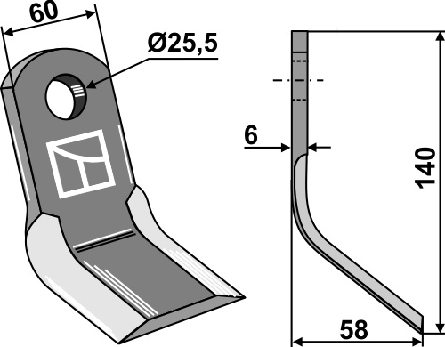 Y-Messer 140x60 mm, passend für Procomas