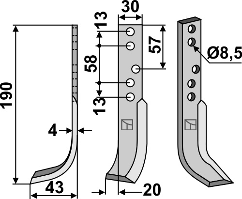 Fräsmesser 190x30mm, links, passend für Holder