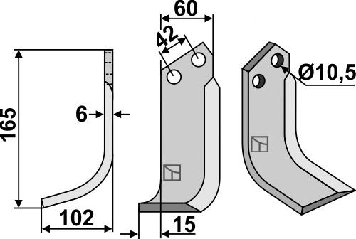 Fräsmesser 165x60mm, links, passend für Goldoni