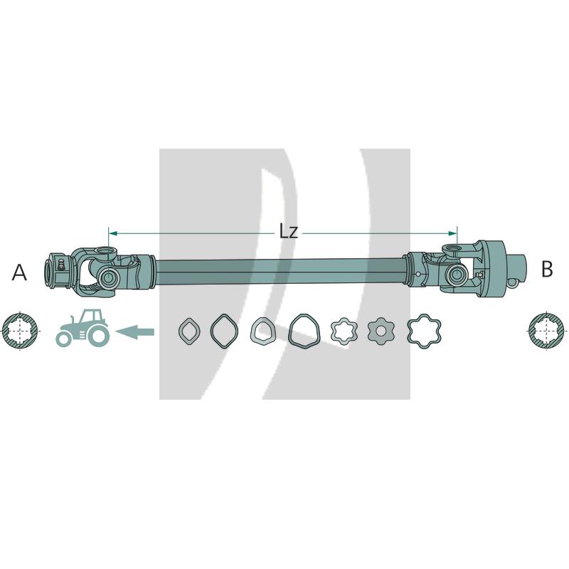 Rotaro Gelenkwellen mit Freilaufkupplung R50 1 3/8" 6 Zähne