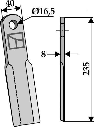 Gerades Messer 235x40 mm, passend für Nobili und Lemkem
