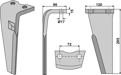 Kreiseleggenzinken links 295 mm x 120 mm, passend für Niemeyer