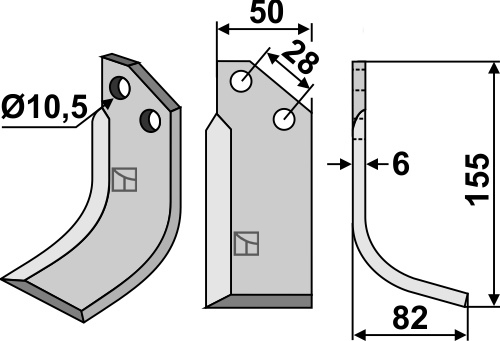 Fräsmesser 155x50mm, rechts, passend für Bertolini