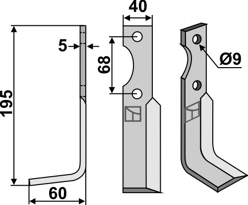 Fräsmesser 195x40mm, links, passend für Benassi