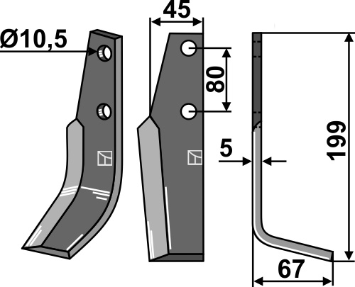 Fräsmesser 199x45mm, rechts, passend für Goldoni