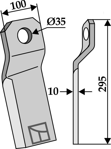 Mulchmesser verdreht 195x100 mm - kurz - rechts, passend für Szolnoki