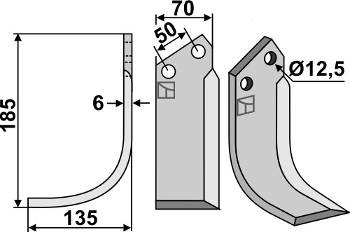 Fräsmesser 185x70mm, links, passend für Celli