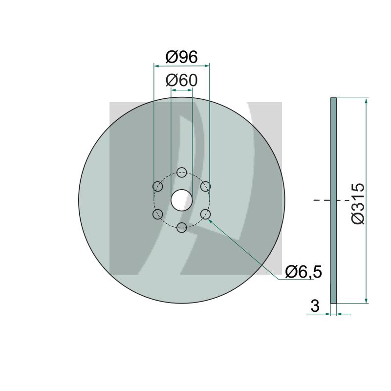 Rollschar glatt, Ø 315 x 3 mm