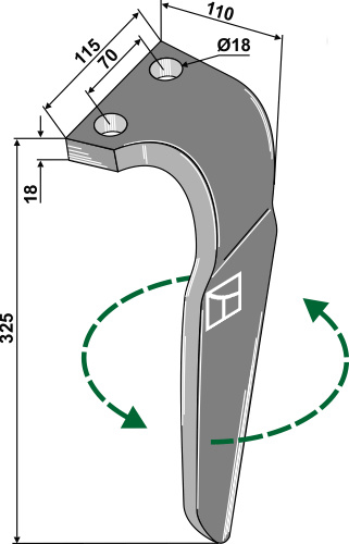Kreiseleggenzinken, links 325 mm x 115 mm, passend für Falc