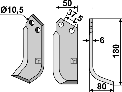 Fräsmesser 180x50mm, rechts, passend für Brumital-Agris