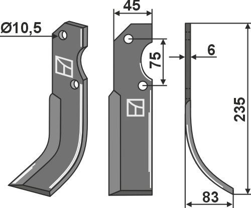 Fräsmesser 235x45mm, rechts, passend für Fort und Roteco