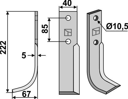 Fräsmesser 222x40mm, links, passend für M.A.B.Bocchini