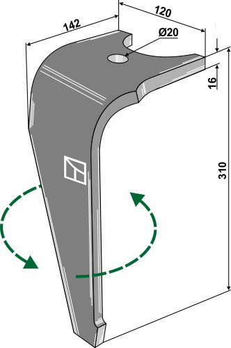 Kreiseleggenzinken, links 310 mm x 120 mm, passend für Kuhn