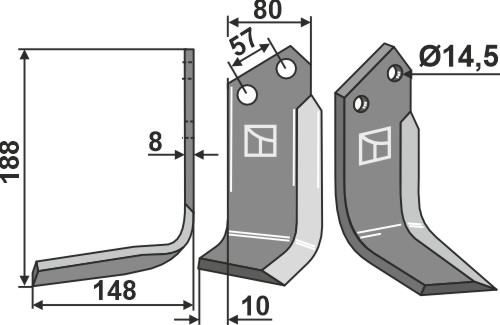 Fräsmesser 188x80mm, links, passend für Celli