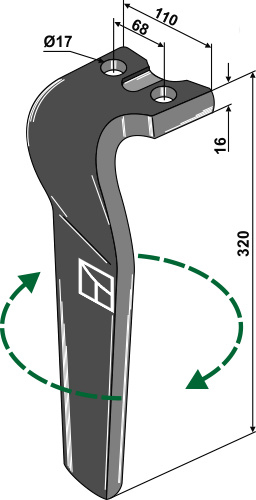 Kreiseleggenzinken rechts 320 mm x 110 mm, passend für Kuhn