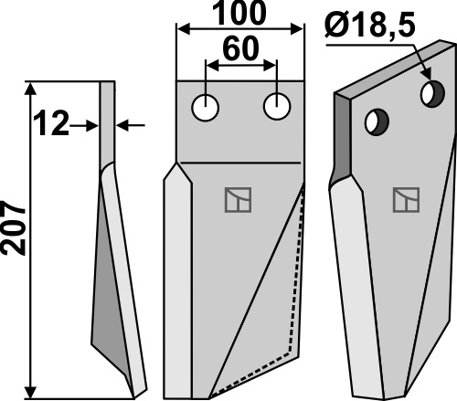 Rotorzinken 207x100mm, links, passend für Kuhn