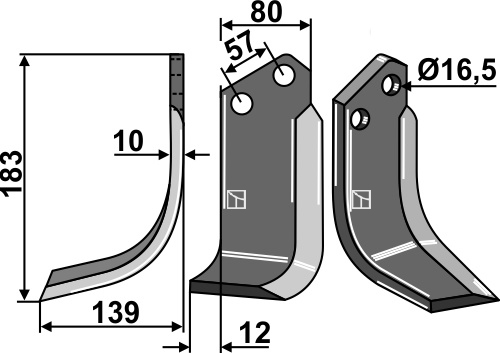 Fräsmesser 183x80mm, links, passend für Celli