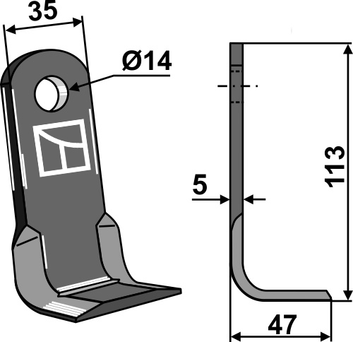 Winkelmesser 113x35 mm, passend für Avant Tecno Oy