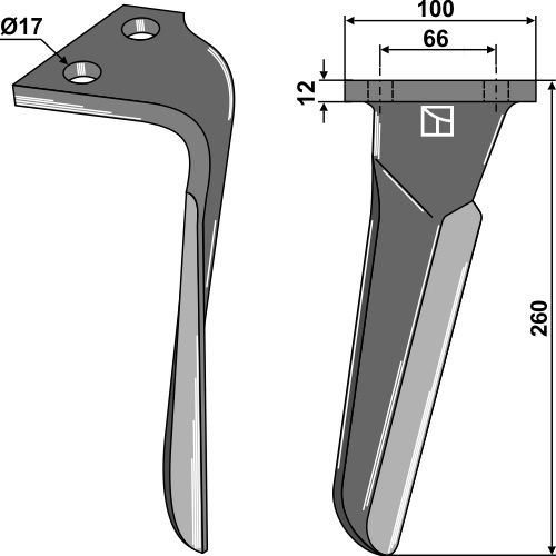 Kreiseleggenzinken rechts 260 mm x 100 mm, passend für Emy-Elenfer